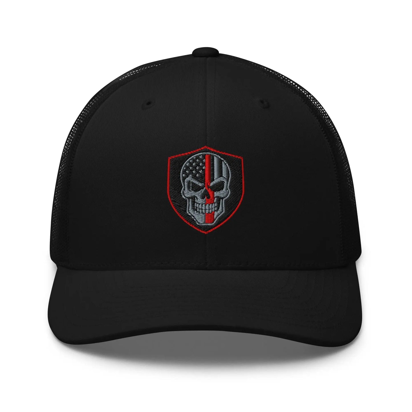 Hats Black Snapback Custom Trucker Hats Red Line Skull Patriotic Cap for Men & Women Infidel Collective