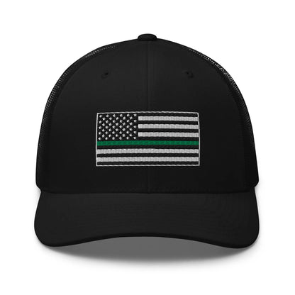 Hats Black Snapback Custom Trucker Hats Thin Green Line Flag for Men & Women Infidel Collective