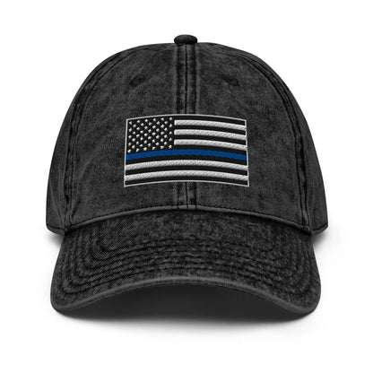 Hats Black Vintage Otto Ball Cap with Back the Blue USA Flag Embroidered Infidel Collective