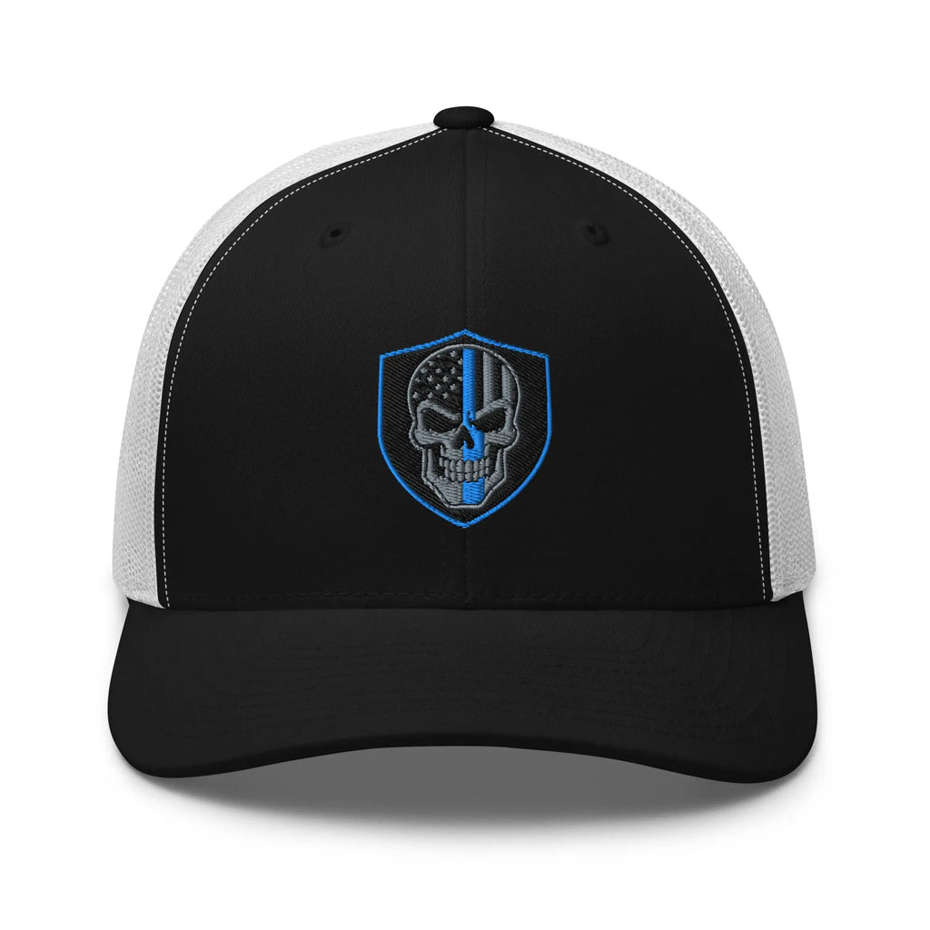 Hats Black-White Snapback Custom Trucker Hats Blue Line Skull Cool Patriotic Cap Infidel Collective