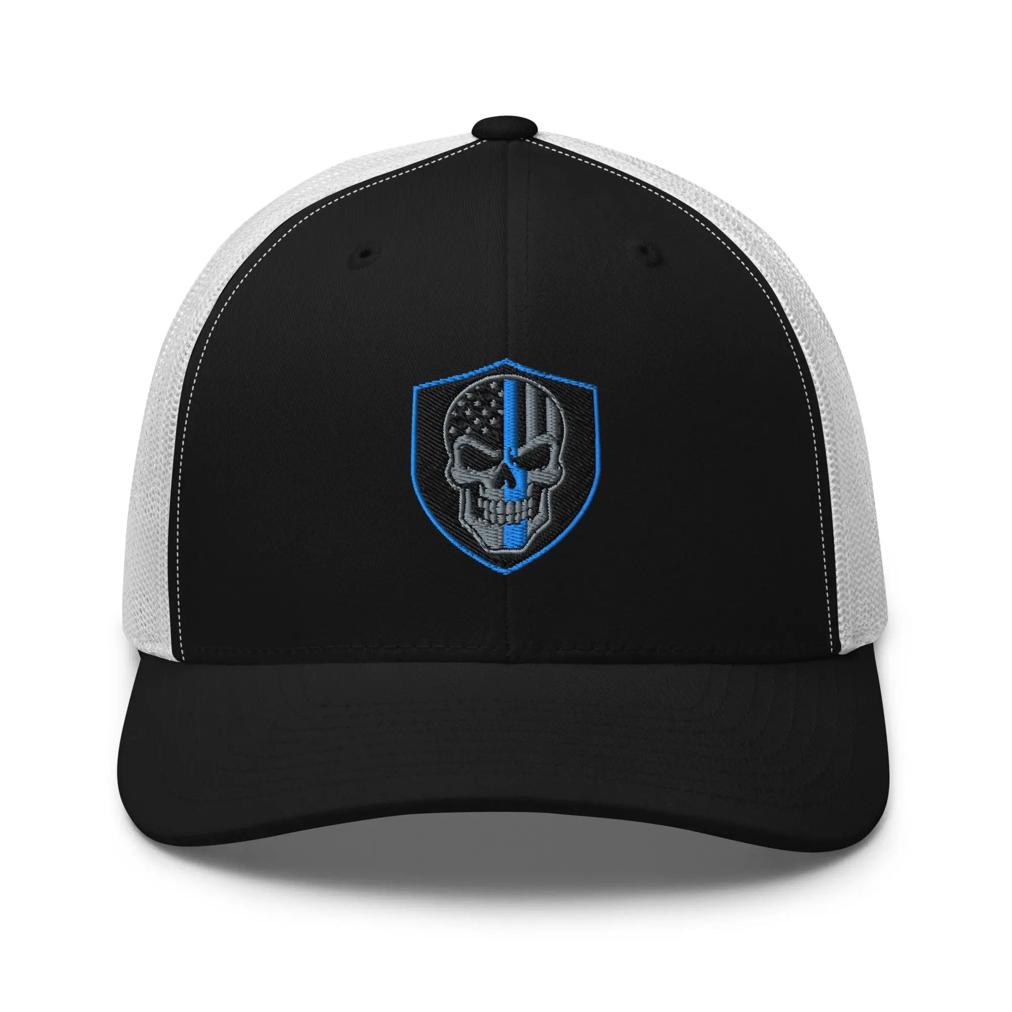 Hats Black-White Snapback Custom Trucker Hats Blue Line Skull Cool Patriotic Cap Infidel Collective