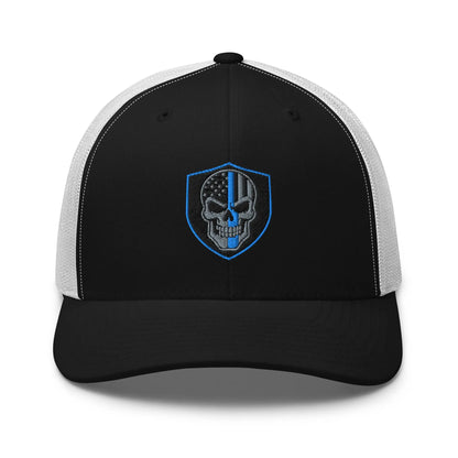 Hats Black-White Snapback Custom Trucker Hats Blue Line Skull Cool Patriotic Cap Infidel Collective