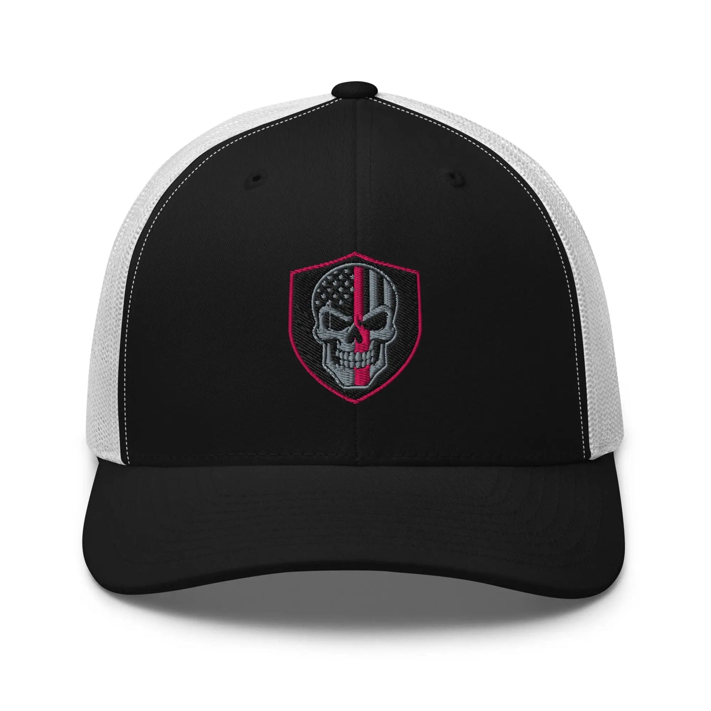 Hats Black-White Snapback Custom Trucker Hats Pink Line Skull Patriotic Cap for Men & Women Infidel Collective