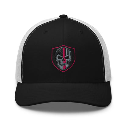 Hats Black-White Snapback Custom Trucker Hats Pink Line Skull Patriotic Cap for Men & Women Infidel Collective