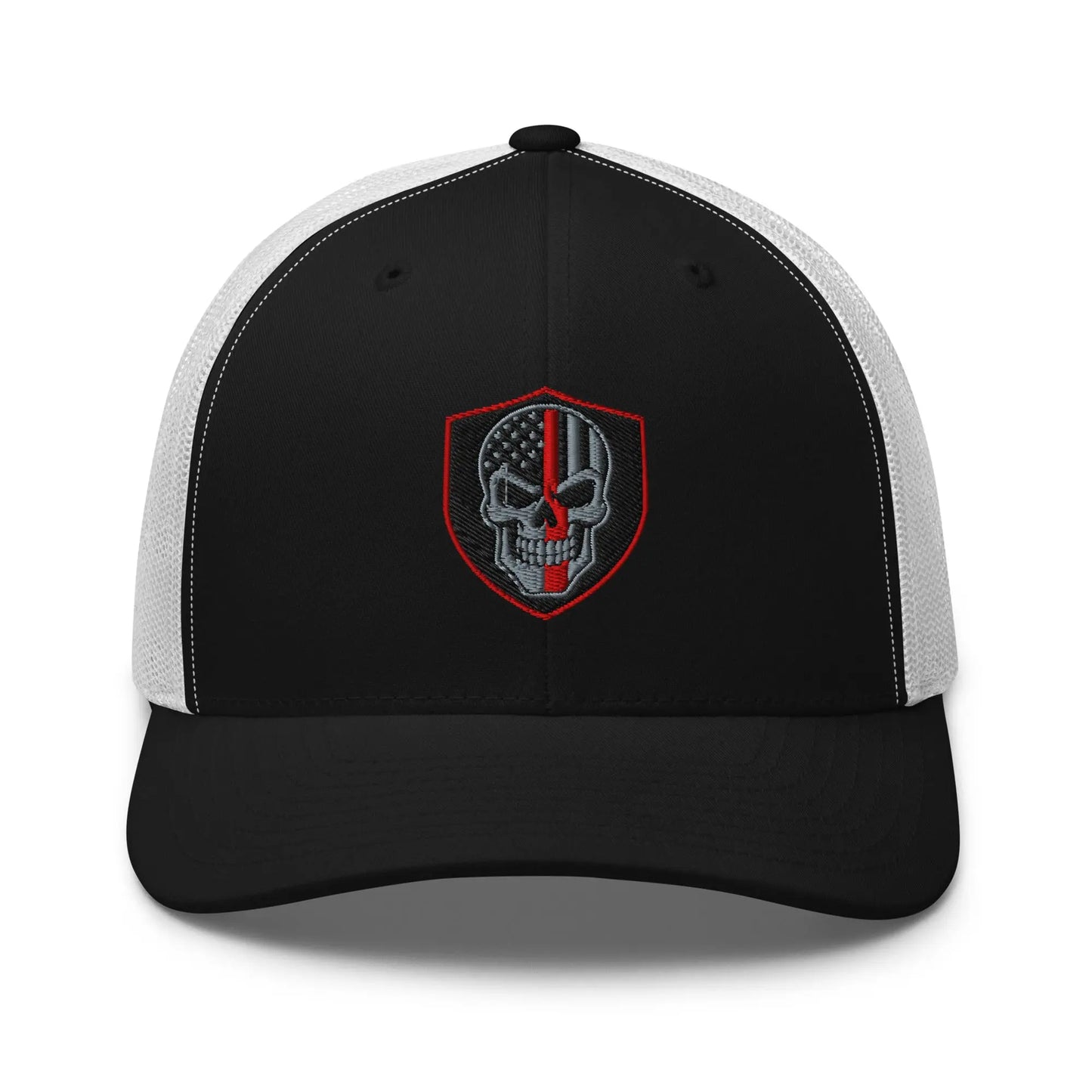 Hats Black-White Snapback Custom Trucker Hats Red Line Skull Patriotic Cap for Men & Women Infidel Collective