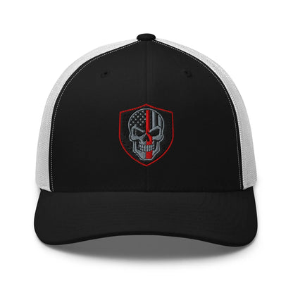 Hats Black-White Snapback Custom Trucker Hats Red Line Skull Patriotic Cap for Men & Women Infidel Collective
