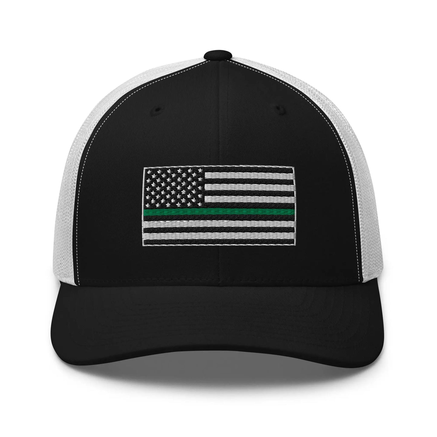 Hats Black-White Snapback Custom Trucker Hats Thin Green Line Flag for Men & Women Infidel Collective