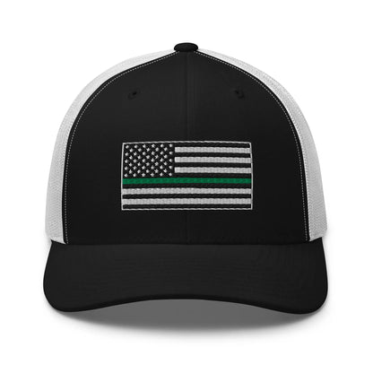 Hats Black-White Snapback Custom Trucker Hats Thin Green Line Flag for Men & Women Infidel Collective