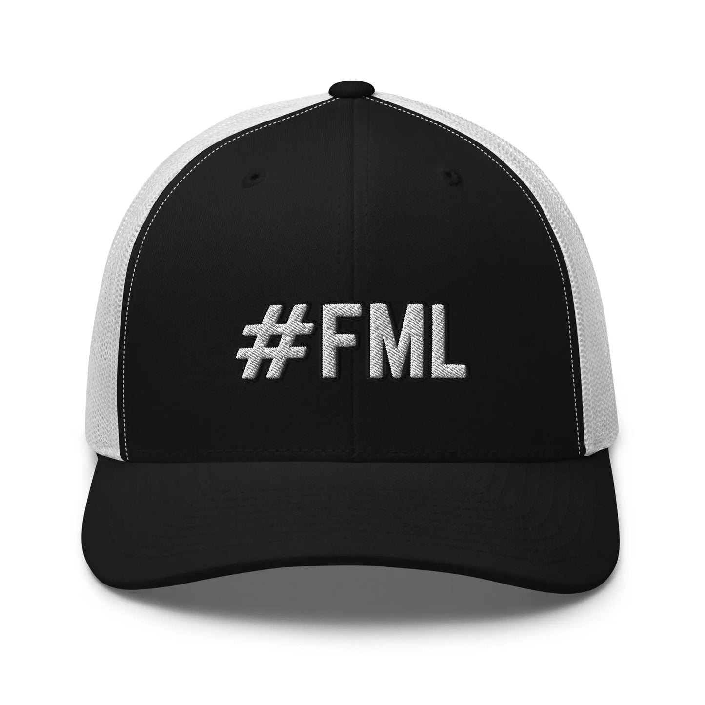 Hats Black-White Snapback Custom Trucker Hats #FML Cap for Men & Women Funny Everyday Humor Infidel Collective