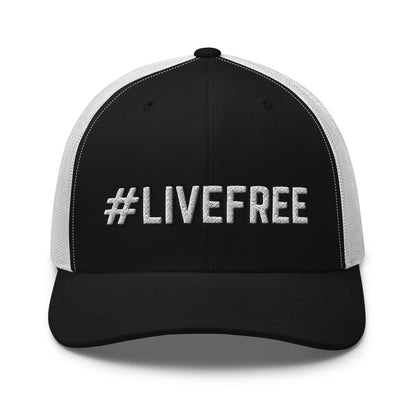 Hats Black-White Snapback Custom Trucker Hats #LIVEFREE Patriotic Cap for Men & Women Infidel Collective