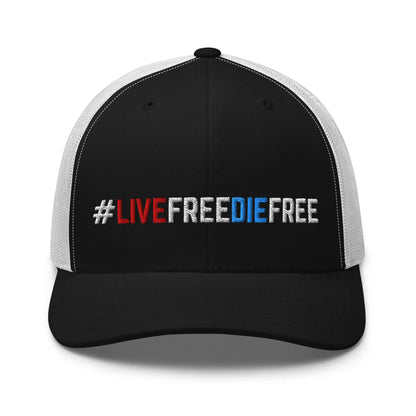 Hats Black-White Snapback Custom Trucker Hats #LIVEFREEDIEFREE Patriotic Cap for Men & Women Infidel Collective