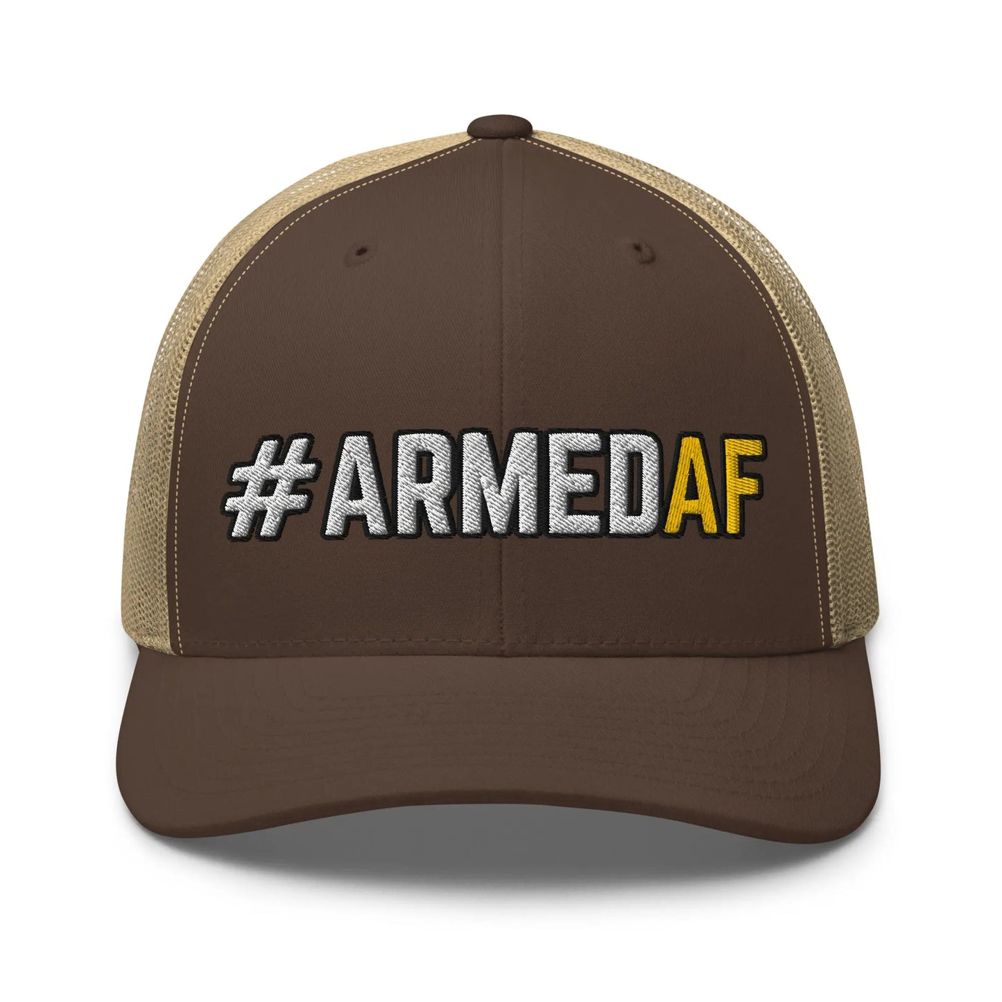 Hats Brown-Khaki Snapback Custom Trucker Hats 2A #ARMEDAF Cool Cap for Men & Women Infidel Collective