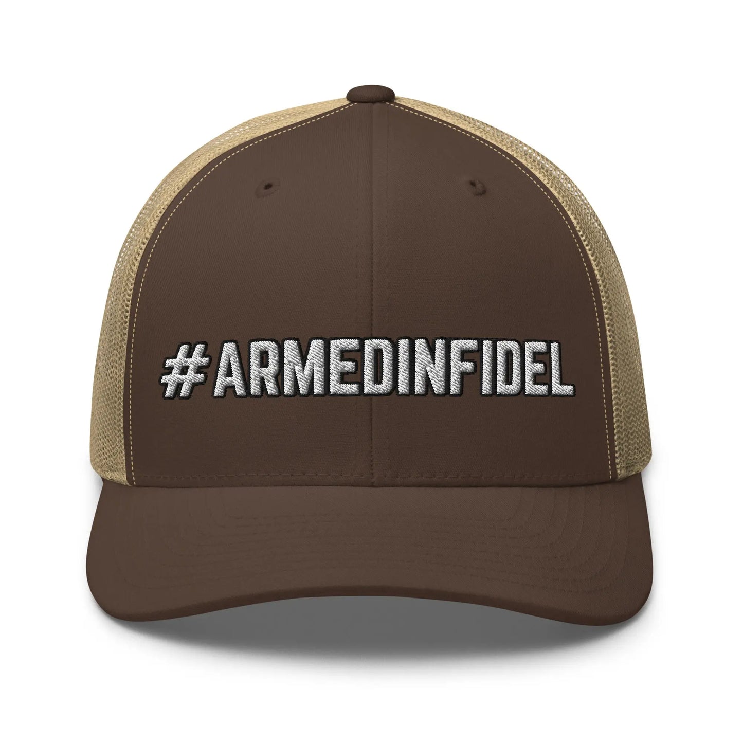 Hats Brown-Khaki Snapback Custom Trucker Hats 2A #ARMEDINFIDEL Cap for Men & Women Infidel Collective