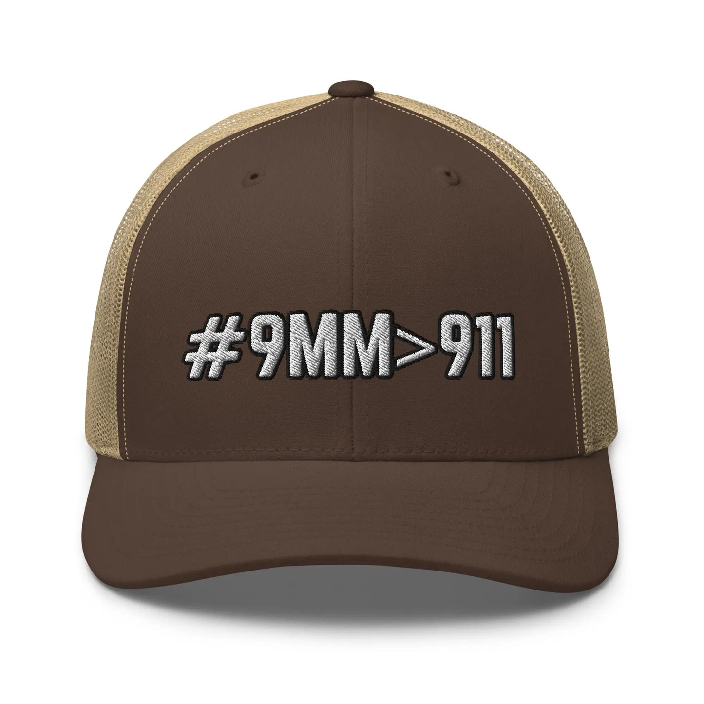 Hats Brown-Khaki Snapback Custom Trucker Hats Cool 2A #9MM>911 Cap for Men & Women Infidel Collective