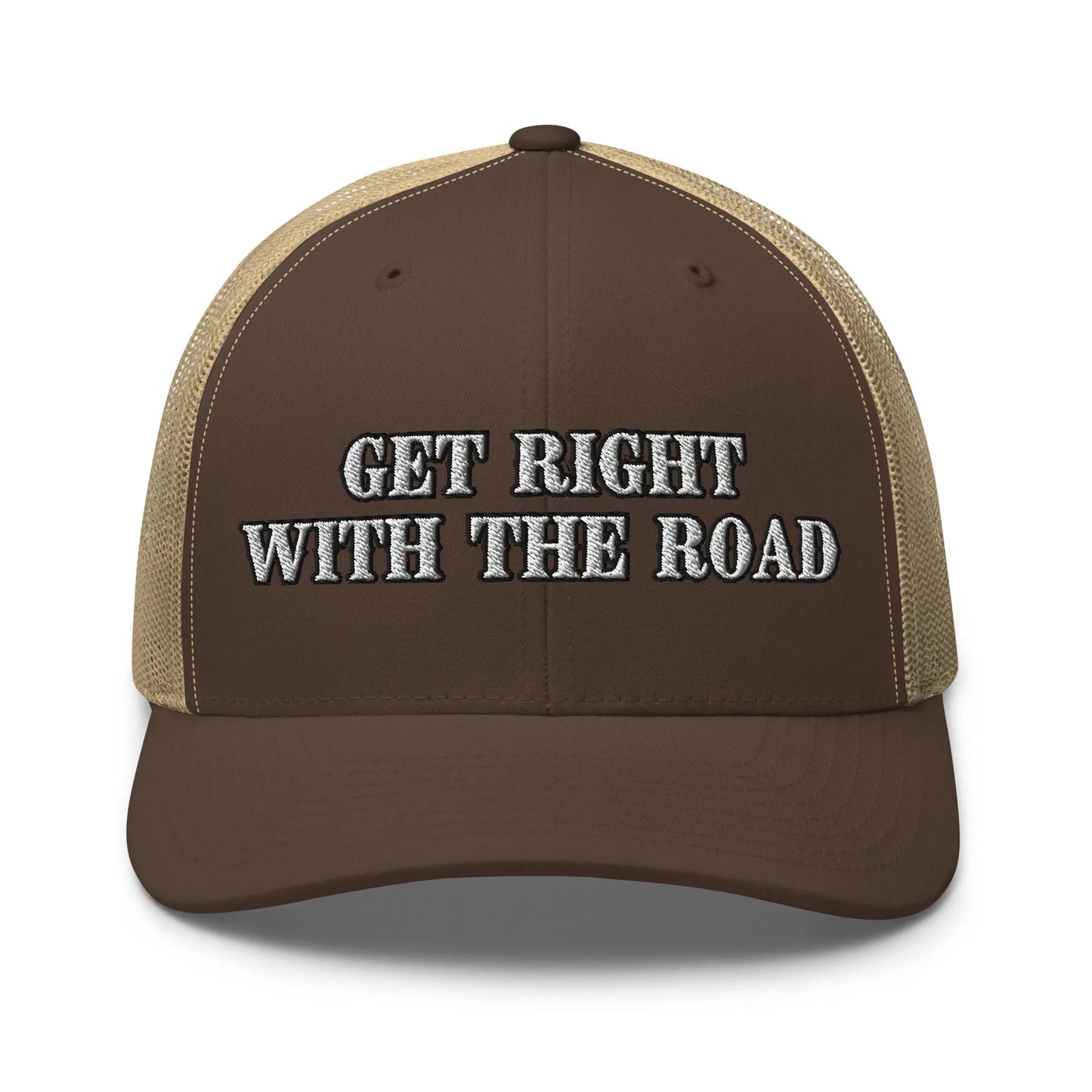 Hats Brown-Khaki Snapback Custom Trucker Hats Get Right With The Road for Men & Women Infidel Collective