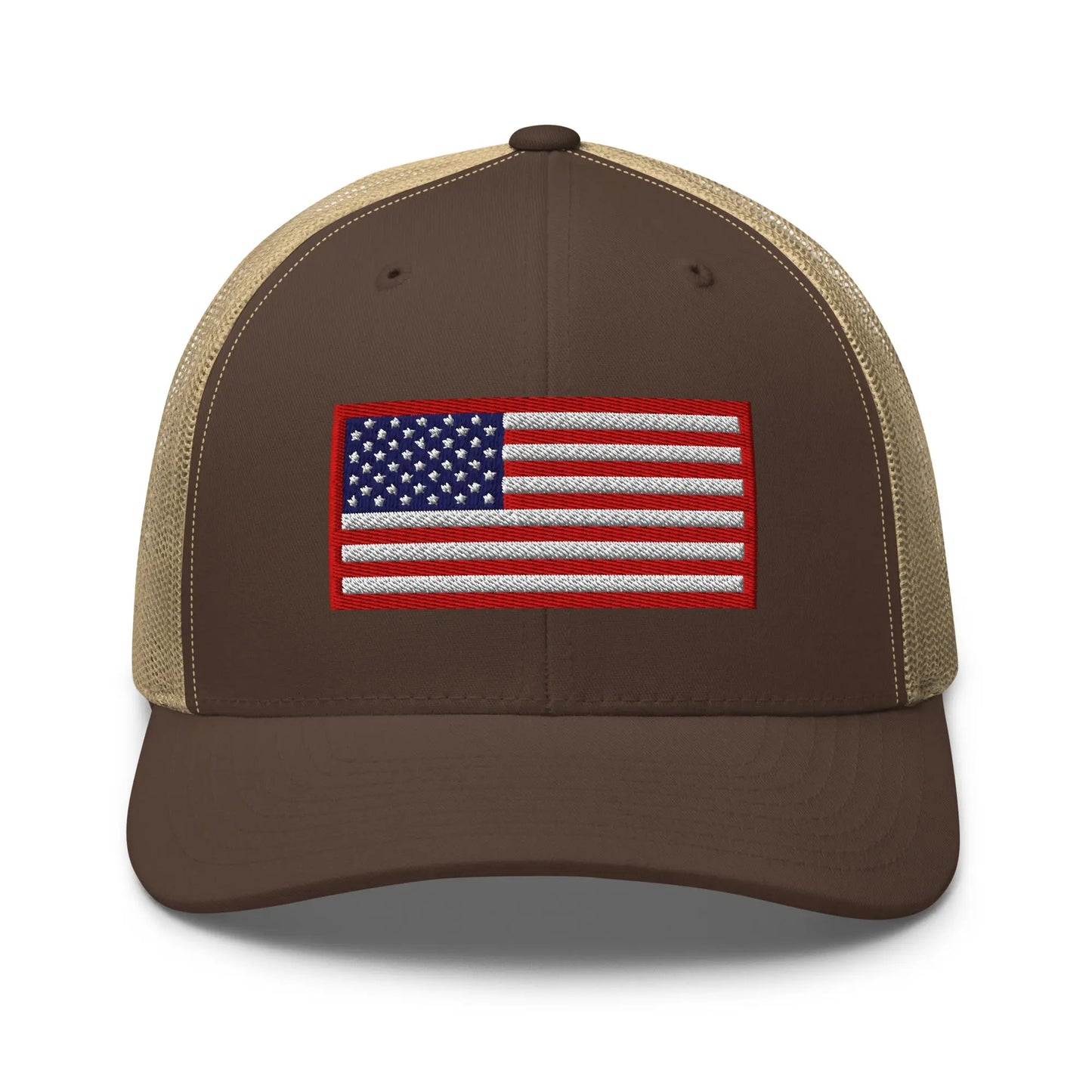 Hats Brown-Khaki Snapback Custom Trucker Hats Old Glory USA Flag Red White Blue Patriotic Cap Infidel Collective