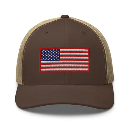 Hats Brown-Khaki Snapback Custom Trucker Hats Old Glory USA Flag Red White Blue Patriotic Cap Infidel Collective