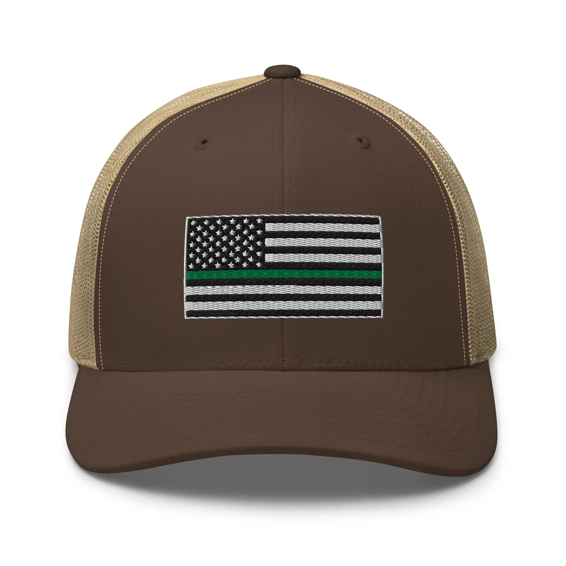 Hats Brown-Khaki Snapback Custom Trucker Hats Thin Green Line Flag for Men & Women Infidel Collective