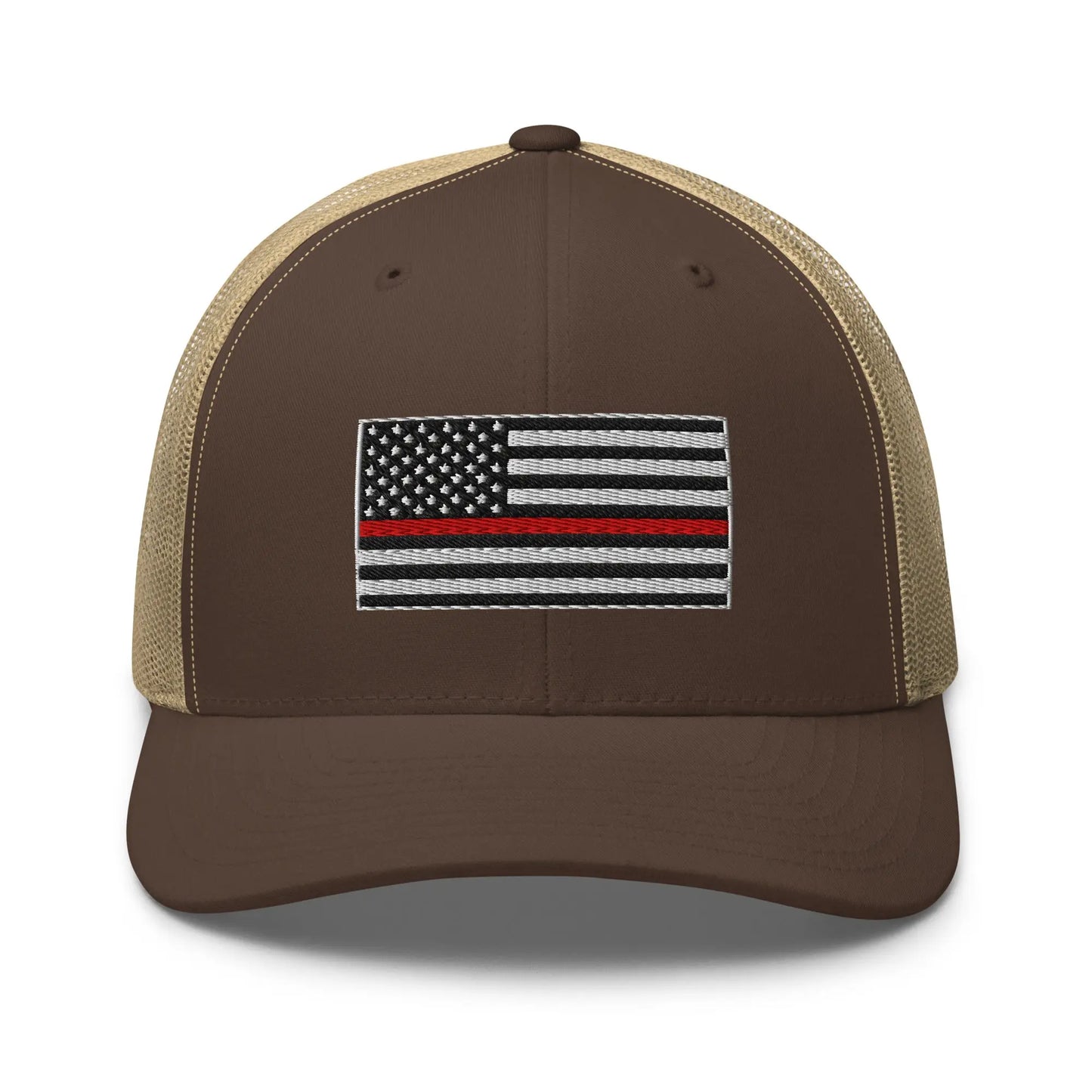 Hats Brown-Khaki Snapback Custom Trucker Hats Thin Red Line Flag for Men & Women Patriotic Cap Infidel Collective