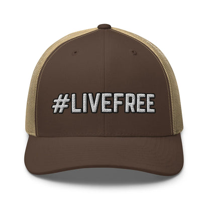 Hats Brown-Khaki Snapback Custom Trucker Hats #LIVEFREE Patriotic Cap for Men & Women Infidel Collective