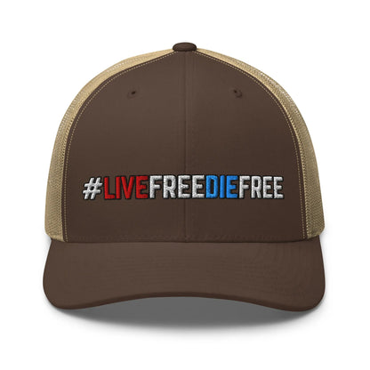 Hats Brown-Khaki Snapback Custom Trucker Hats #LIVEFREEDIEFREE Patriotic Cap for Men & Women Infidel Collective