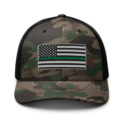 Hats Camo-Black Snapback Custom Trucker Hats Thin Green Line Camo Flag for Men & Women Infidel Collective