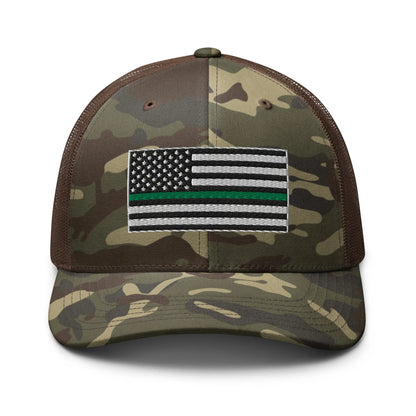 Hats Camo-Brown Snapback Custom Trucker Hats Thin Green Line Camo Flag for Men & Women Infidel Collective