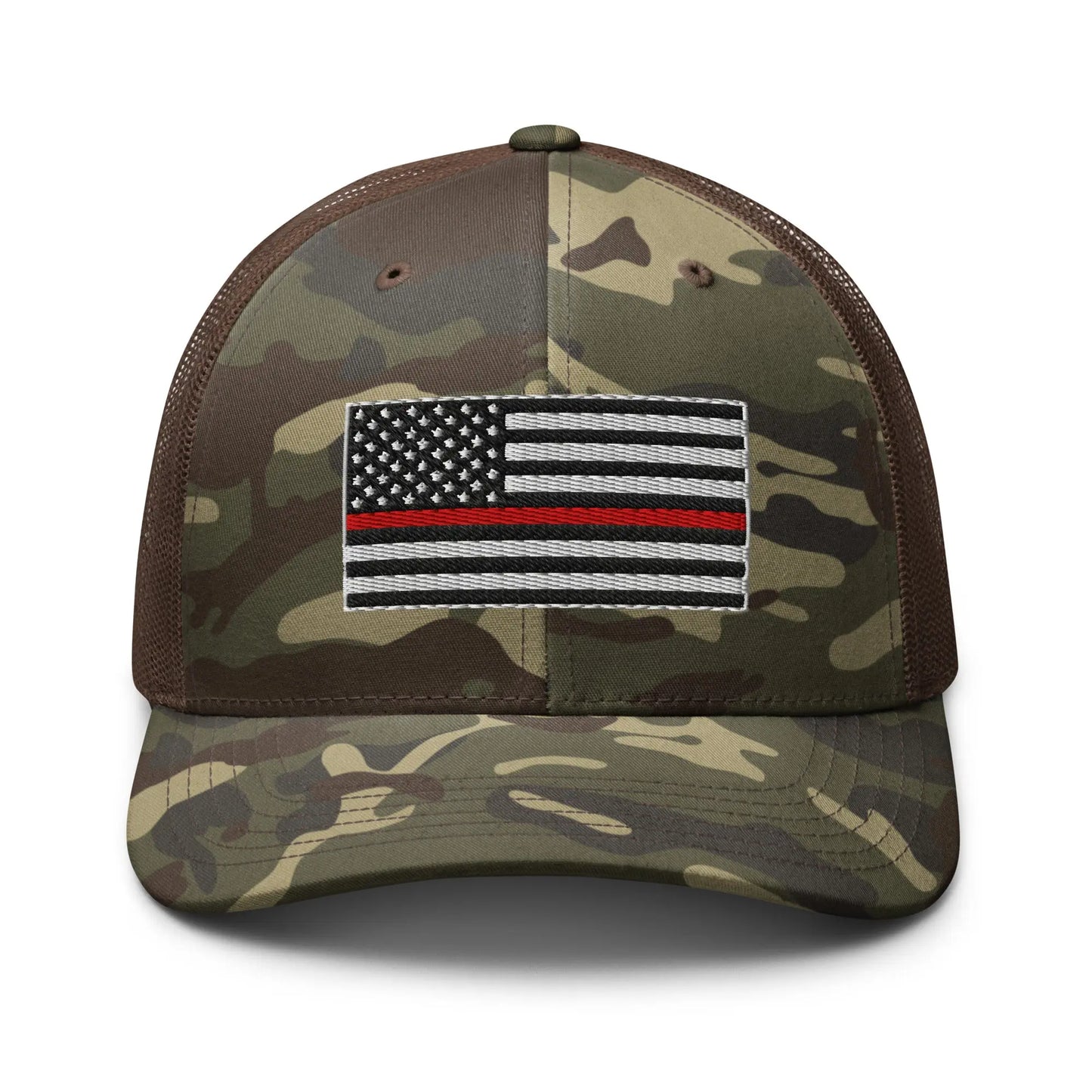 Hats Camo-Brown Snapback Custom Trucker Hats Thin Red Line Camo Flag for Men & Women Infidel Collective