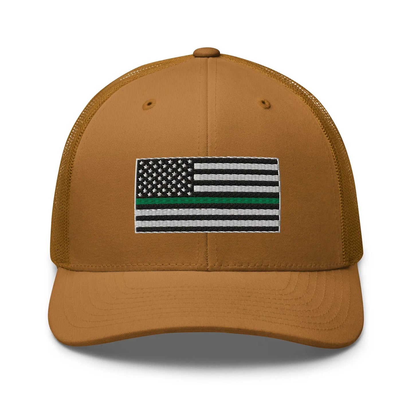 Hats Caramel Snapback Custom Trucker Hats Thin Green Line Flag for Men & Women Infidel Collective