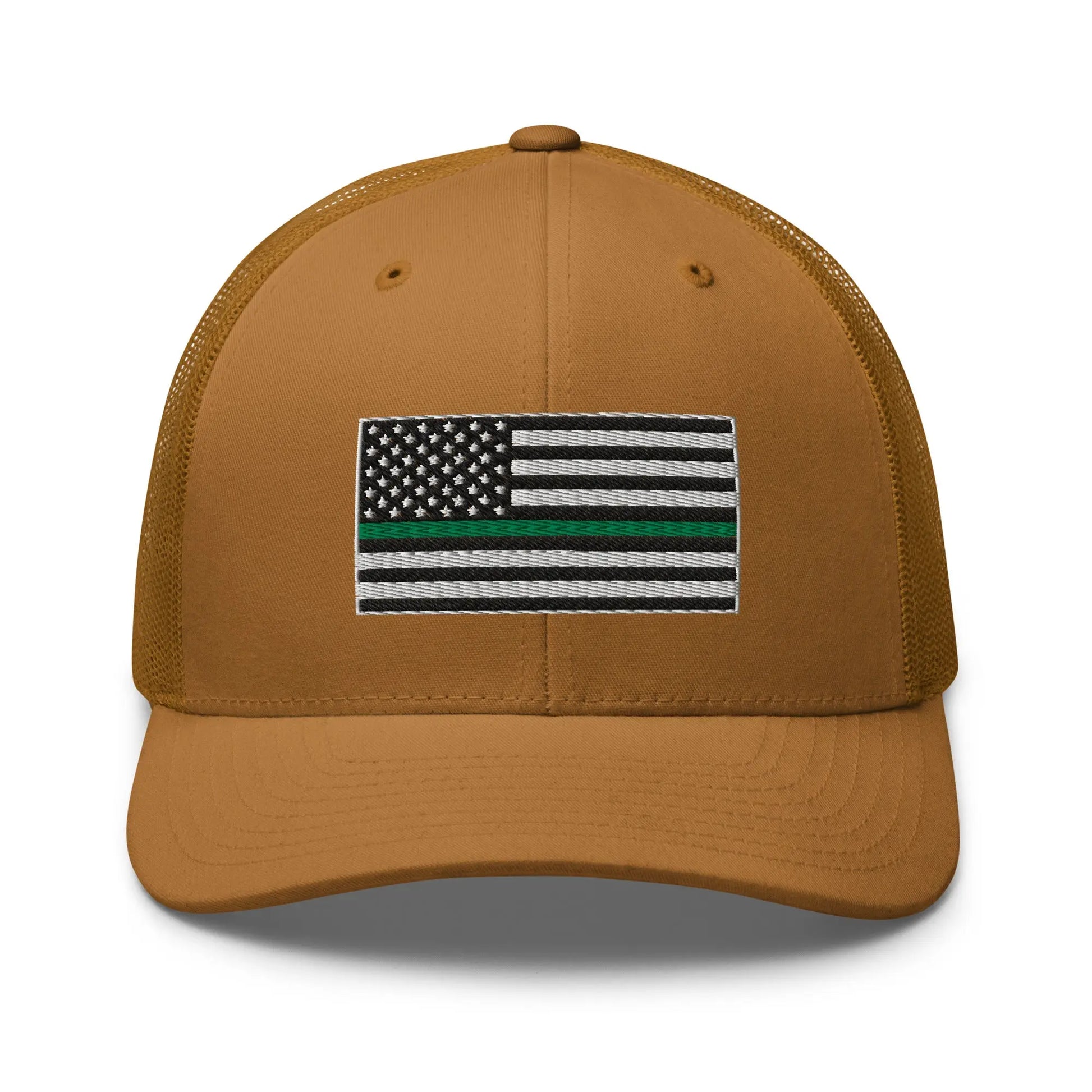 Hats Caramel Snapback Custom Trucker Hats Thin Green Line Flag for Men & Women Infidel Collective