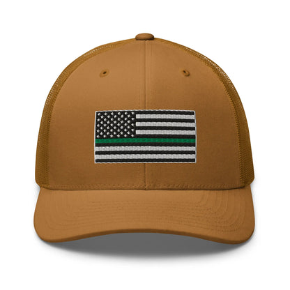 Hats Caramel Snapback Custom Trucker Hats Thin Green Line Flag for Men & Women Infidel Collective