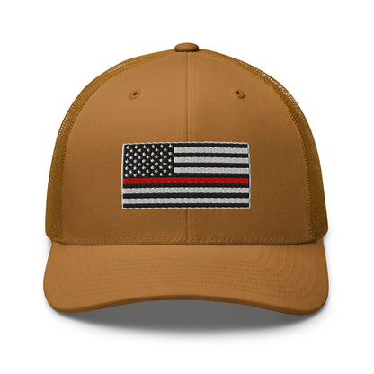 Hats Caramel Snapback Custom Trucker Hats Thin Red Line Flag for Men & Women Patriotic Cap Infidel Collective