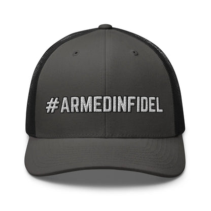 Hats Charcoal-Black Snapback Custom Trucker Hats 2A #ARMEDINFIDEL Cap for Men & Women Infidel Collective