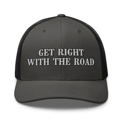 Hats Charcoal-Black Snapback Custom Trucker Hats Get Right With The Road for Men & Women Infidel Collective