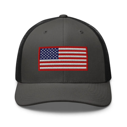 Hats Charcoal-Black Snapback Custom Trucker Hats Old Glory USA Flag Red White Blue Patriotic Cap Infidel Collective