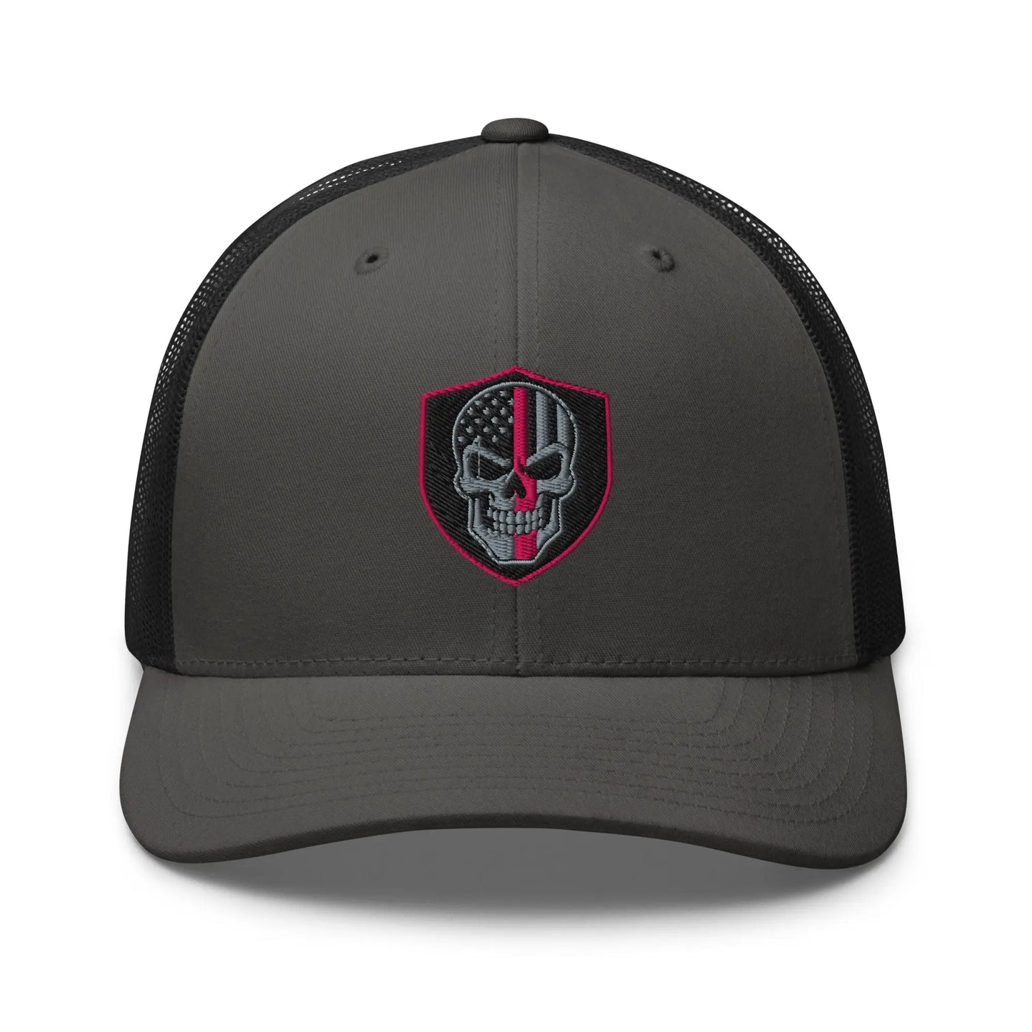 Hats Charcoal-Black Snapback Custom Trucker Hats Pink Line Skull Patriotic Cap for Men & Women Infidel Collective