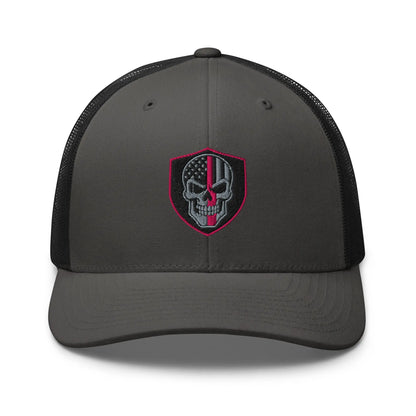 Hats Charcoal-Black Snapback Custom Trucker Hats Pink Line Skull Patriotic Cap for Men & Women Infidel Collective