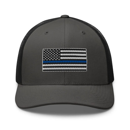 Hats Charcoal-Black Snapback Custom Trucker Hats Thin Blue Line Flag Cool Patriotic Cap Infidel Collective