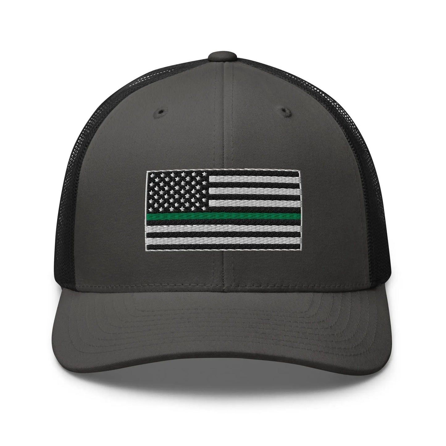 Hats Charcoal-Black Snapback Custom Trucker Hats Thin Green Line Flag for Men & Women Infidel Collective