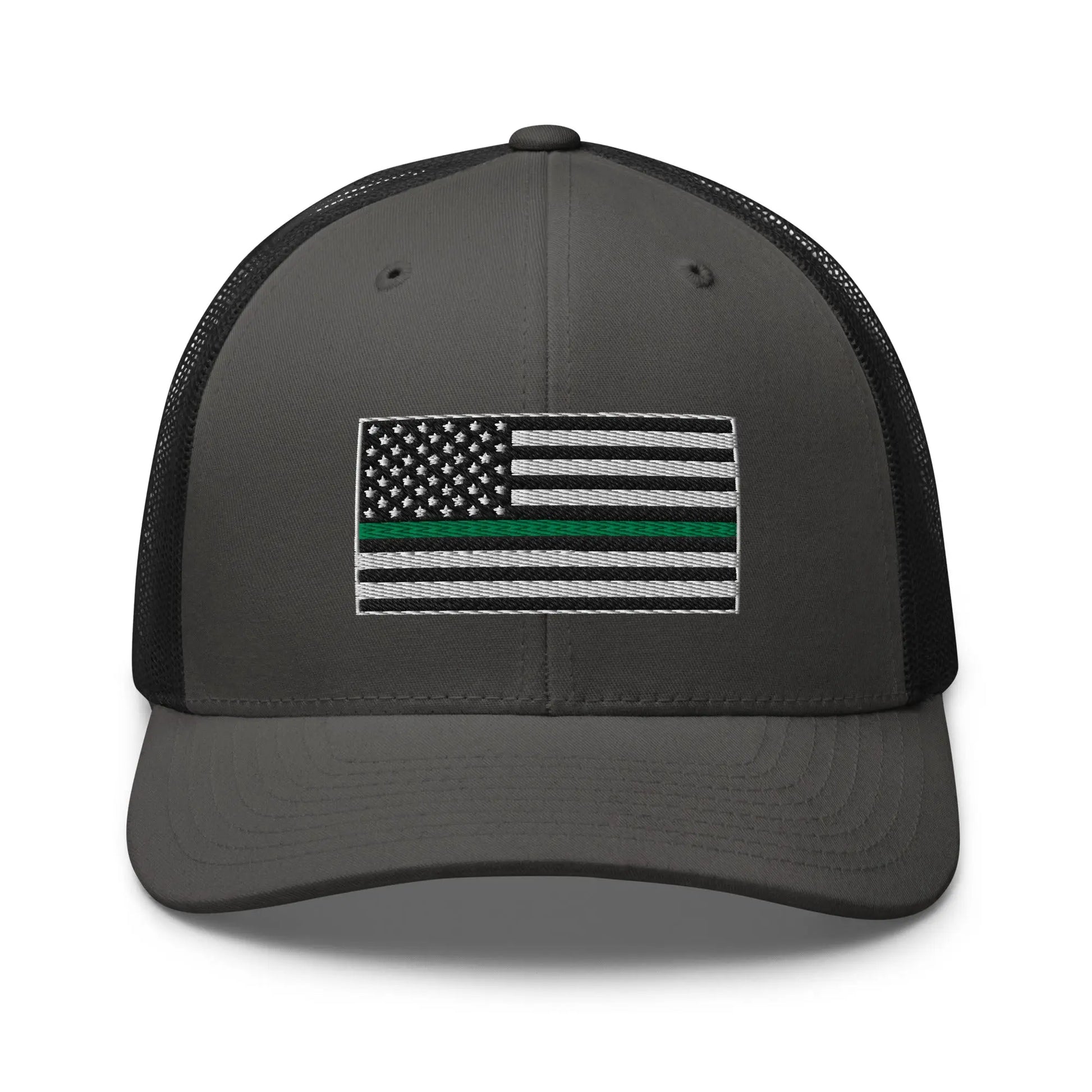 Hats Charcoal-Black Snapback Custom Trucker Hats Thin Green Line Flag for Men & Women Infidel Collective
