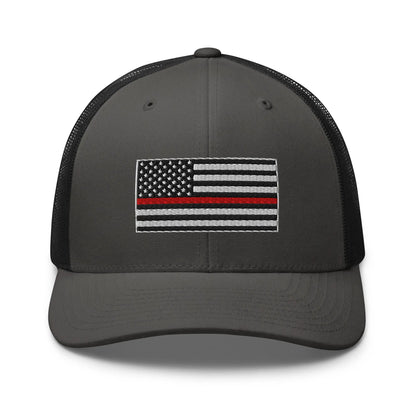 Hats Charcoal-Black Snapback Custom Trucker Hats Thin Red Line Flag for Men & Women Patriotic Cap Infidel Collective