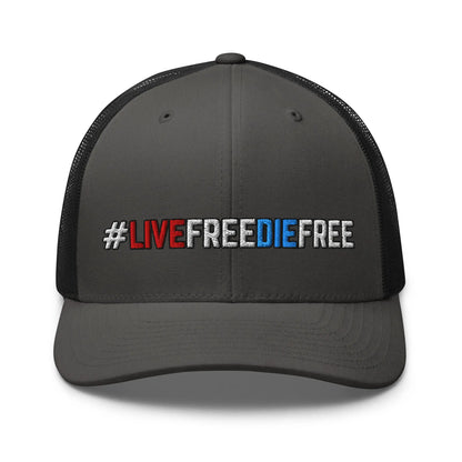 Hats Charcoal-Black Snapback Custom Trucker Hats #LIVEFREEDIEFREE Patriotic Cap for Men & Women Infidel Collective