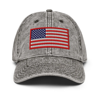 Hats Charcoal-Grey Vintage Baseball Hat USA Flag Old Glory – Red White & Blue Embroidered Hat Infidel Collective