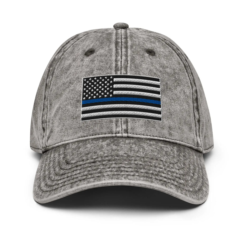 Hats Charcoal-Grey Vintage Otto Ball Cap with Back the Blue USA Flag Embroidered Infidel Collective