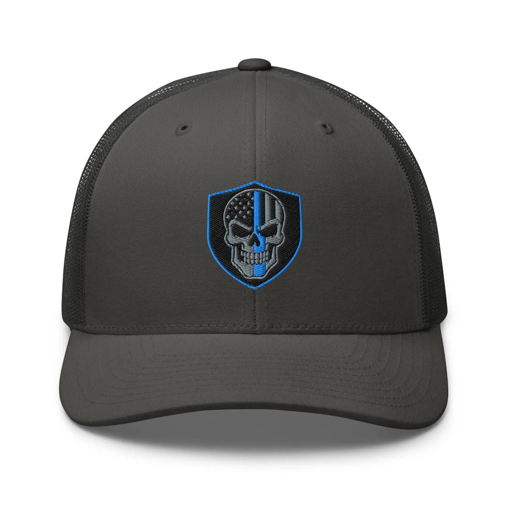 Hats Charcoal Snapback Custom Trucker Hats Blue Line Skull Cool Patriotic Cap Infidel Collective