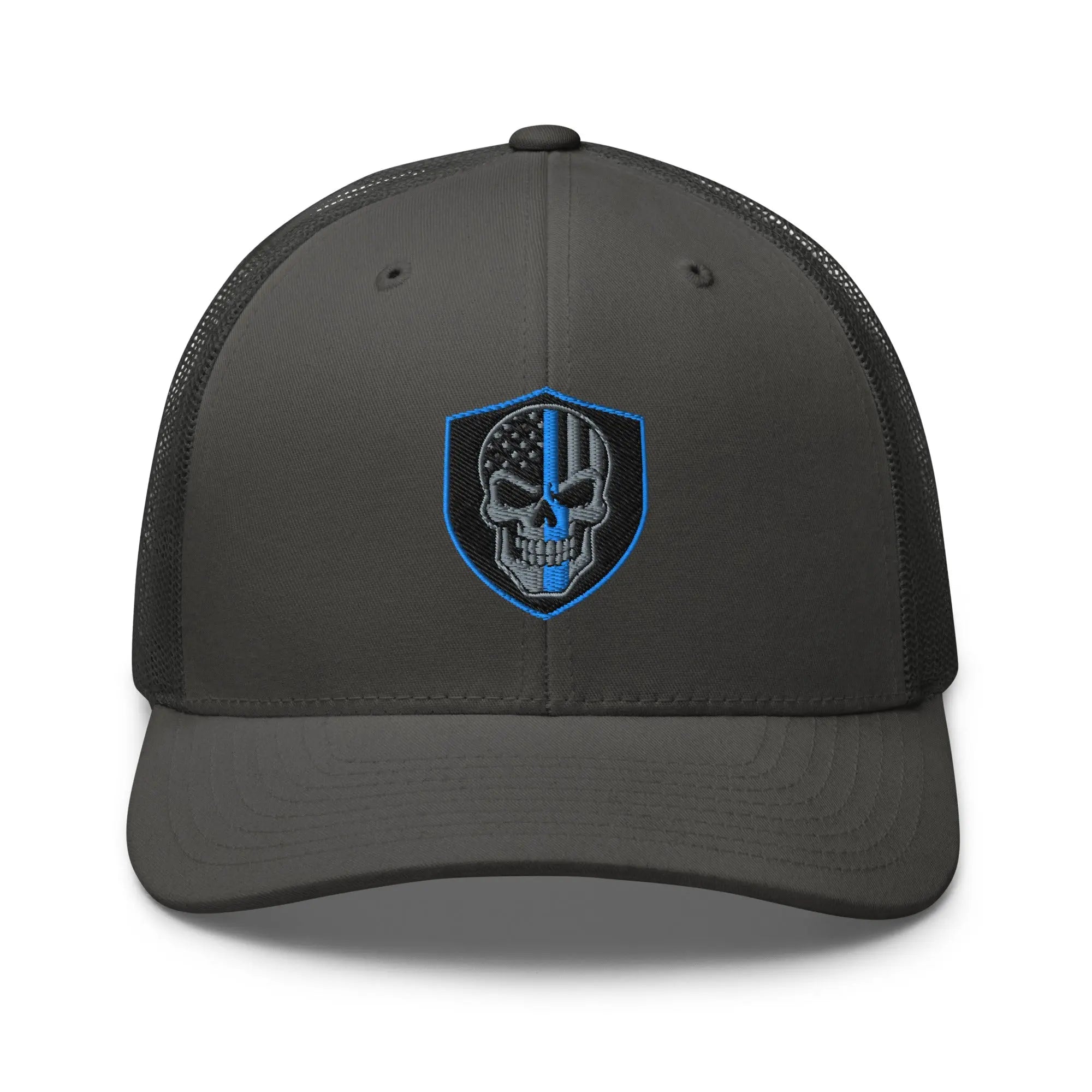 Hats Charcoal Snapback Custom Trucker Hats Blue Line Skull Cool Patriotic Cap Infidel Collective