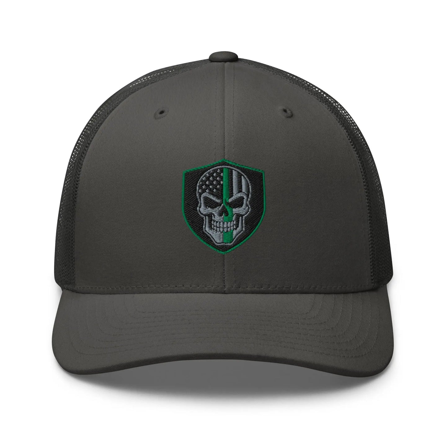 Hats Charcoal Snapback Custom Trucker Hats Green Line Skull Patriotic Cap for Men & Women Infidel Collective