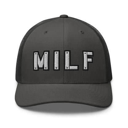Hats Charcoal Snapback Custom Trucker Hats MILF Stencil Cap for Sexy Women Who Own It Infidel Collective
