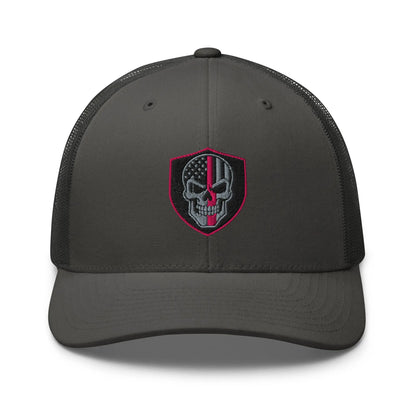 Hats Charcoal Snapback Custom Trucker Hats Pink Line Skull Patriotic Cap for Men & Women Infidel Collective