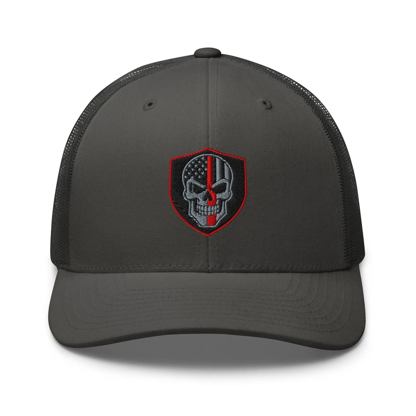 Hats Charcoal Snapback Custom Trucker Hats Red Line Skull Patriotic Cap for Men & Women Infidel Collective